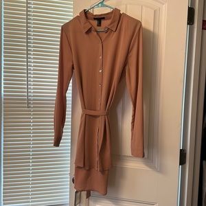 Salmon pink button up dress size M